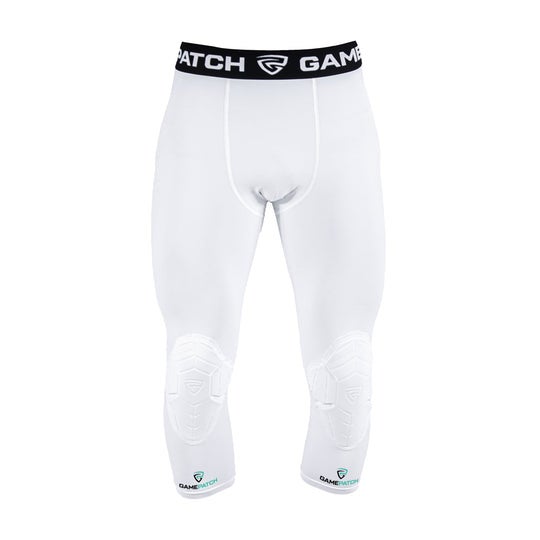 Gamepatch  3/4  Tights With Knee Padding Junior (26) -  3/4 Kompressiohousut polvisuojilla - Valkoinen